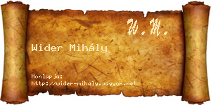 Wider Mihály névjegykártya